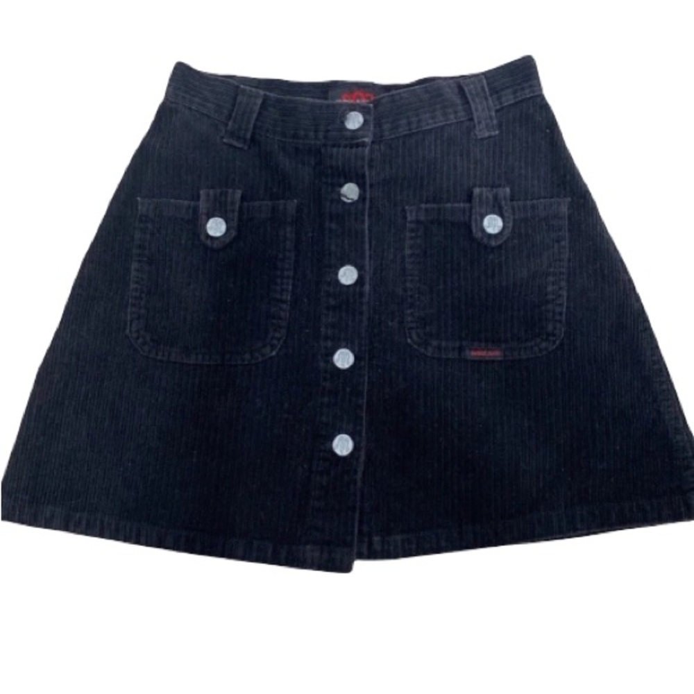 90’s Squeeze Corduroy Black Mini Skirt High waisted vintage Mini Skirt Size 5/6